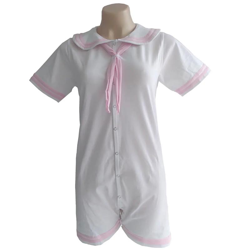 Romper Onesie Baby - White Pink Cute Girl Sailor Bodysuit
