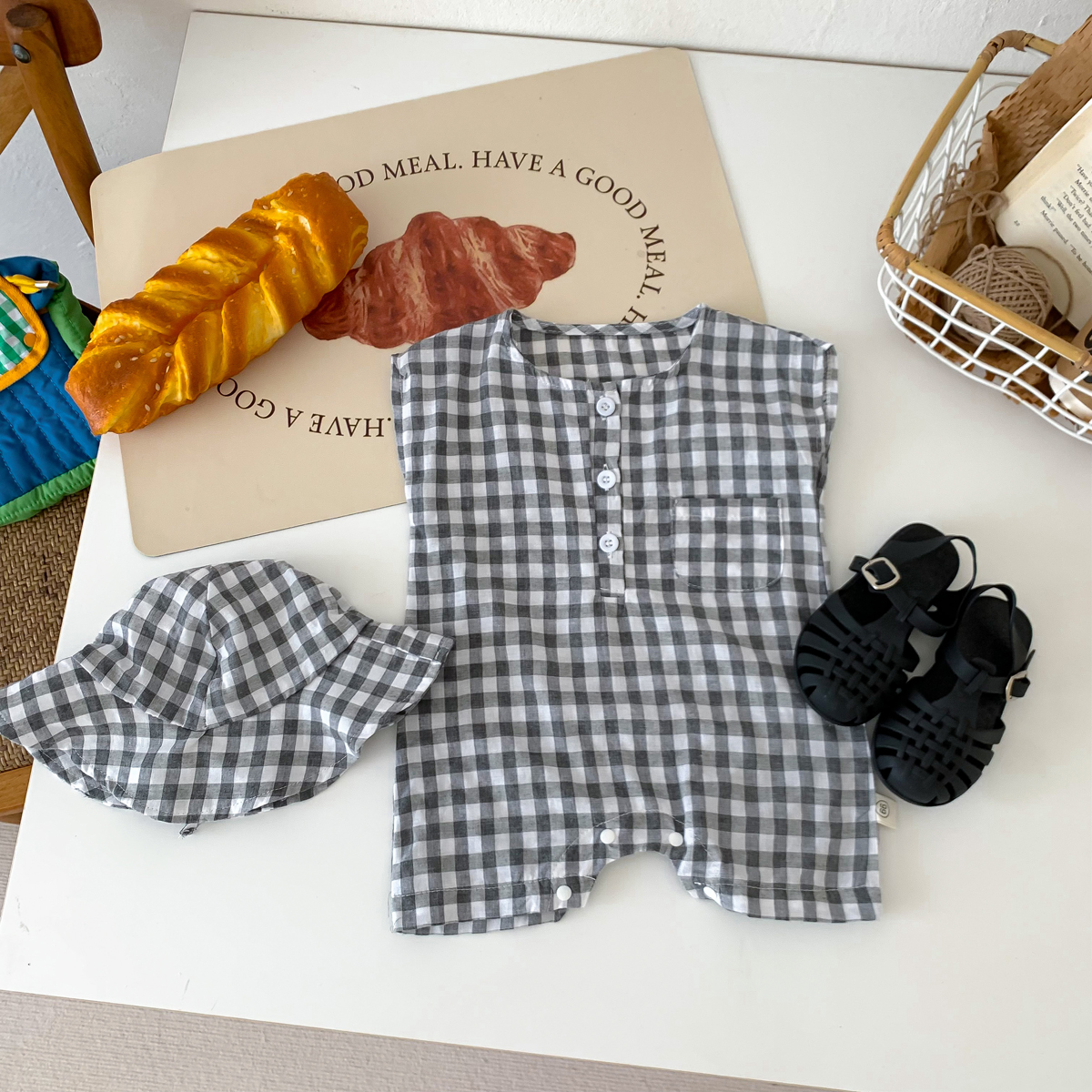 Baby Newborn Plaid Romper+Hat  - Bamboo Bodysuit Baby recensione e prezzo
